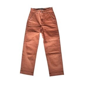 Evereve Evelyn Cropped Straight Rust Brown High Rise Jeans 00